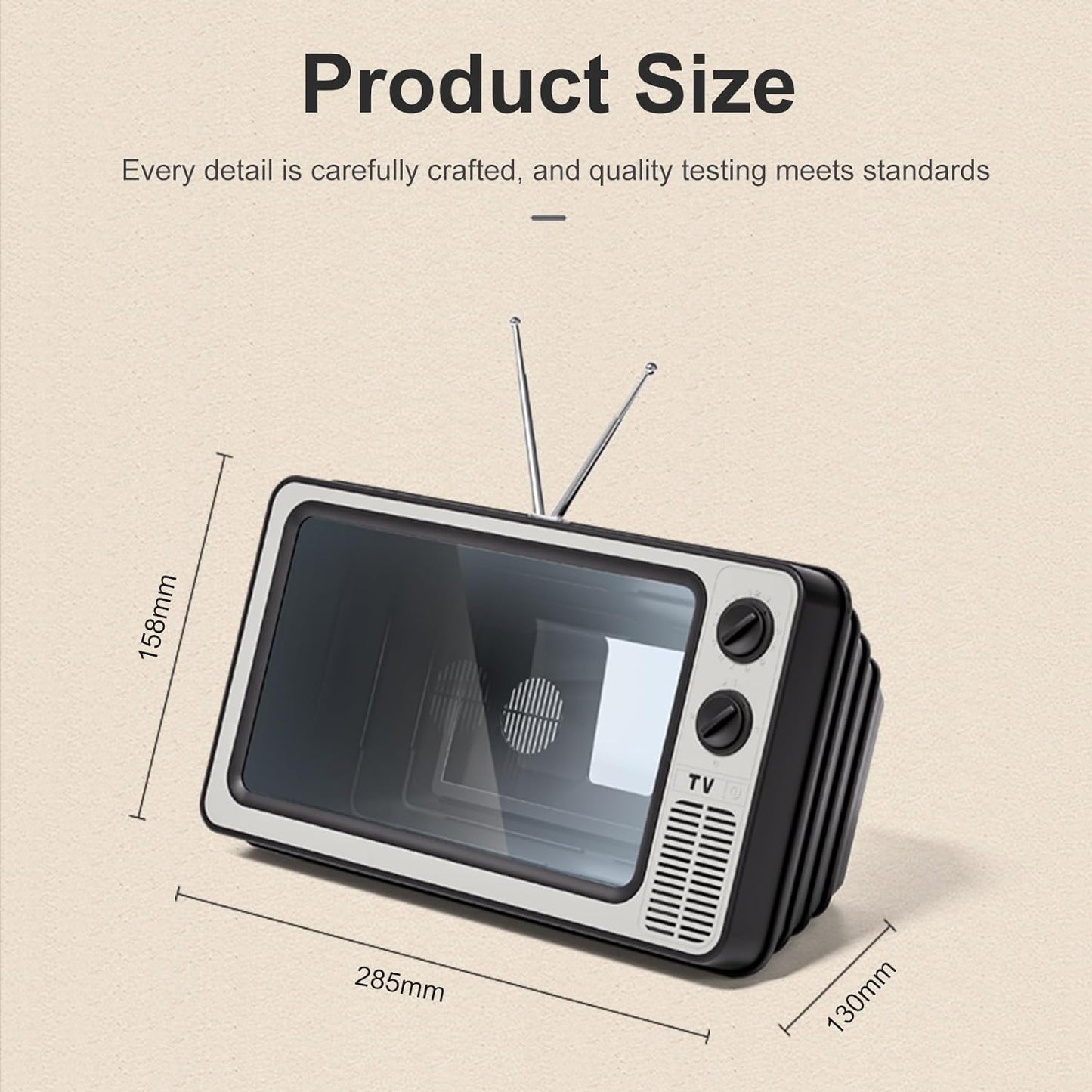 12" Retro TV Amplifier Phone Screen Magnifier - Gifts for Dad - 3D HD Mobile Phone Screen Magnifying Enlarger for Movies, Videos, Games - Fit for All Smartphones (Tech Grey)