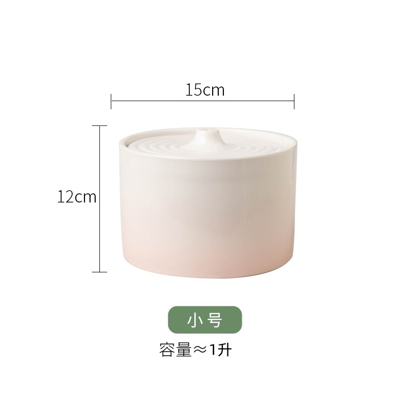 Ceramic Cat Water Fountain 850ml/29oz Automatic Pet Fountain with Replacement Filters & Silicone Mat for Cats & Dogs