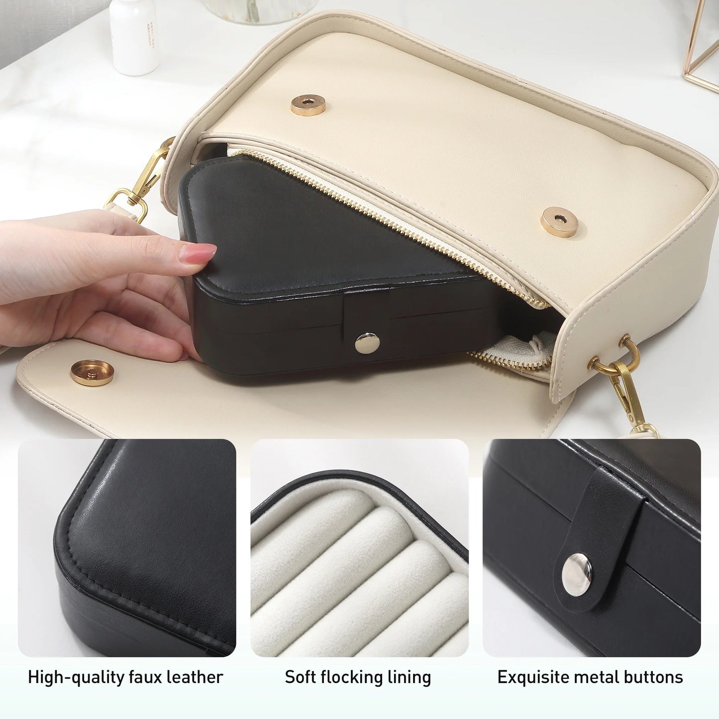 Portable Jewelry Box for Women Girls Double Layer Display Storage Organizer Earrings Ring Necklace Leather Travel Jewelry Case
