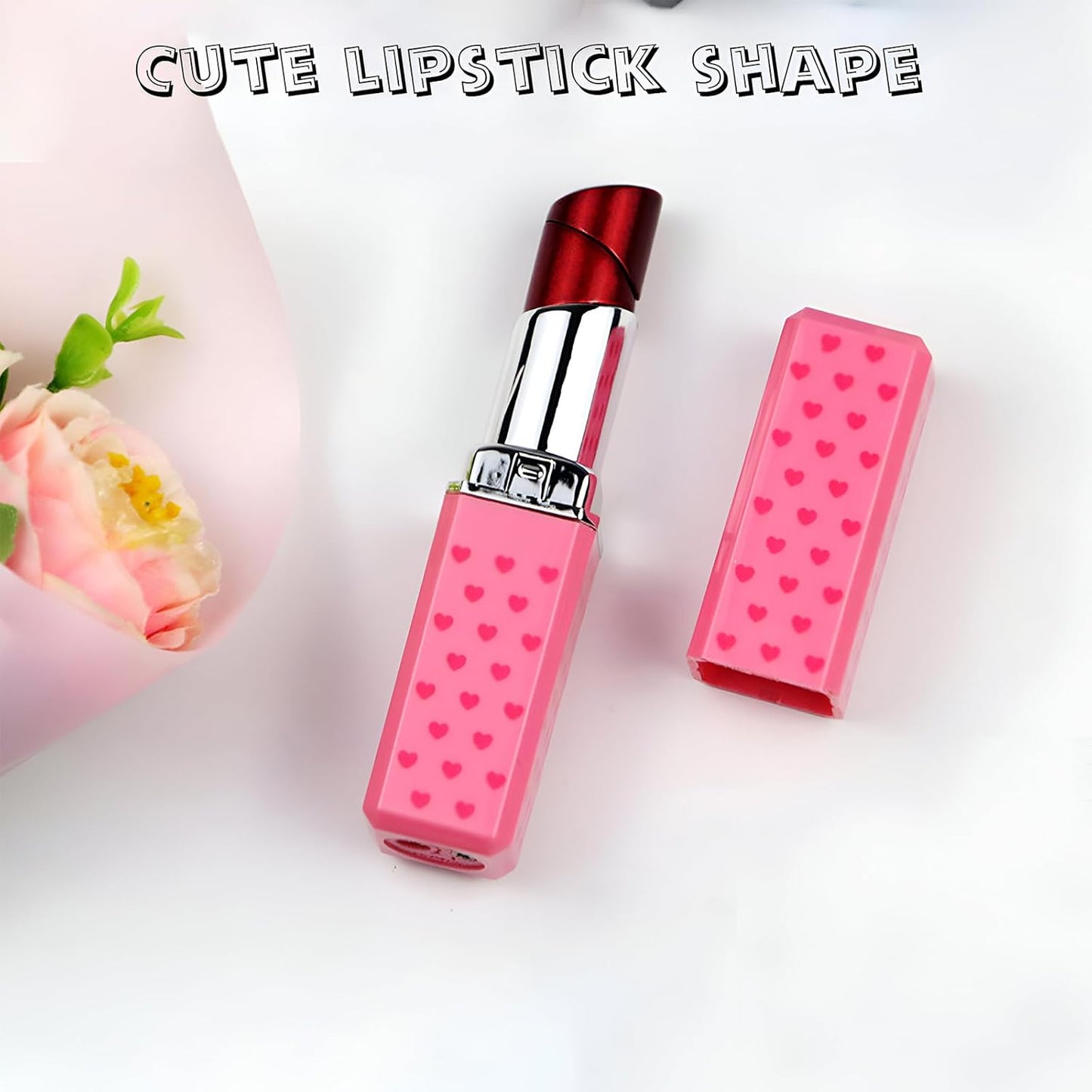 Cute Lipstick Lighter, 2 Pack Soft Flame Refillable Butane Lighter with Flame Adjustment Tool, Unique Torch Lighter Cool Lighters for Women,Girls, Birthday, Anniversary(Without Butane)-Red
