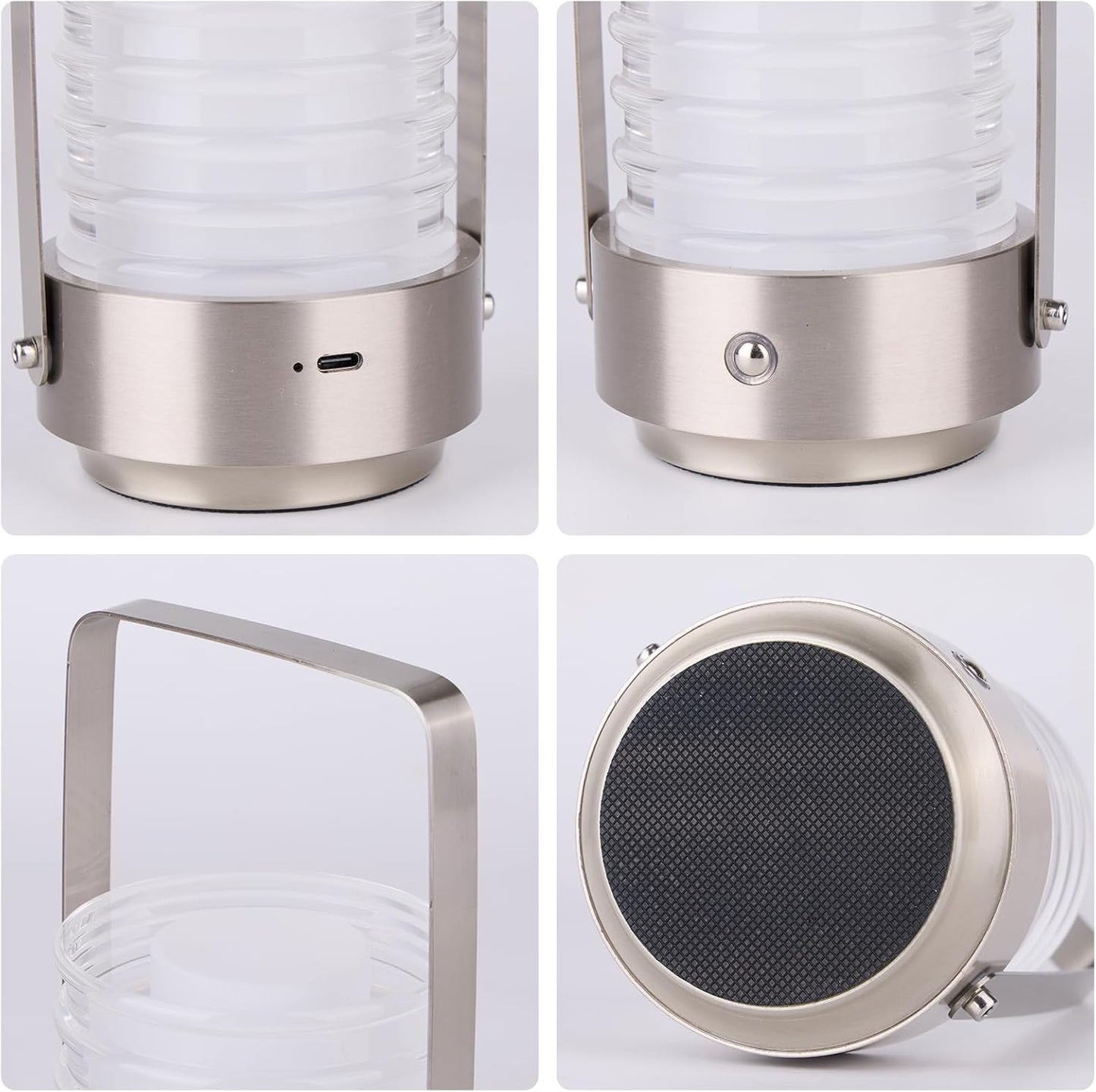 Cordless Portable LED Table Lamp, Rechargeable Battery Operated Desk Lamp with Touch Sensor, Three-Level Dimmable Suitable for Bars/Cafes/Restaurants/Bedrooms/Camping Sites. (Silver)