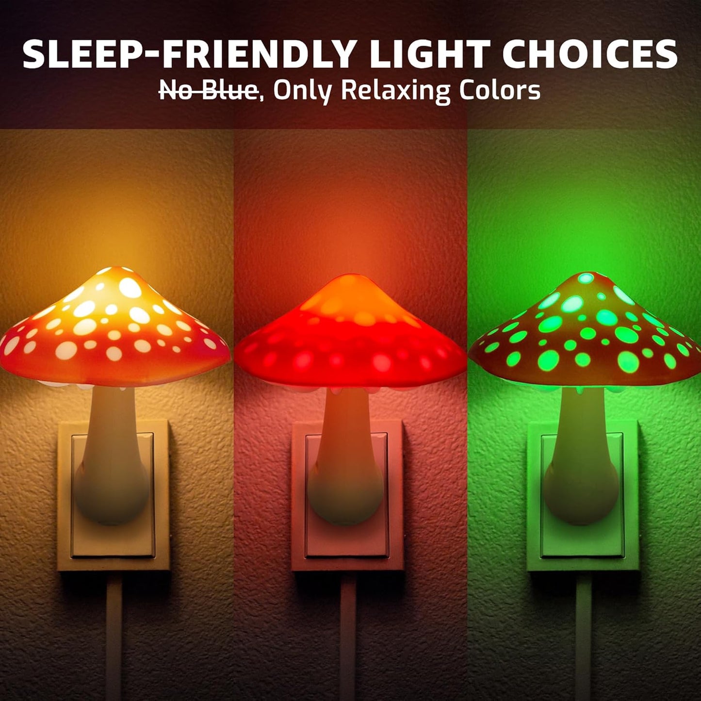 Mushroom Night Light Plug in - Manual Color Changing LED Mushroom Nightlight Wall Lamp - Whimsical Cute Red Fairy Unique Fun Cool Weird Hippie Shroom Stuff Ambient Decor Nursery Bed Gift Kids Adult