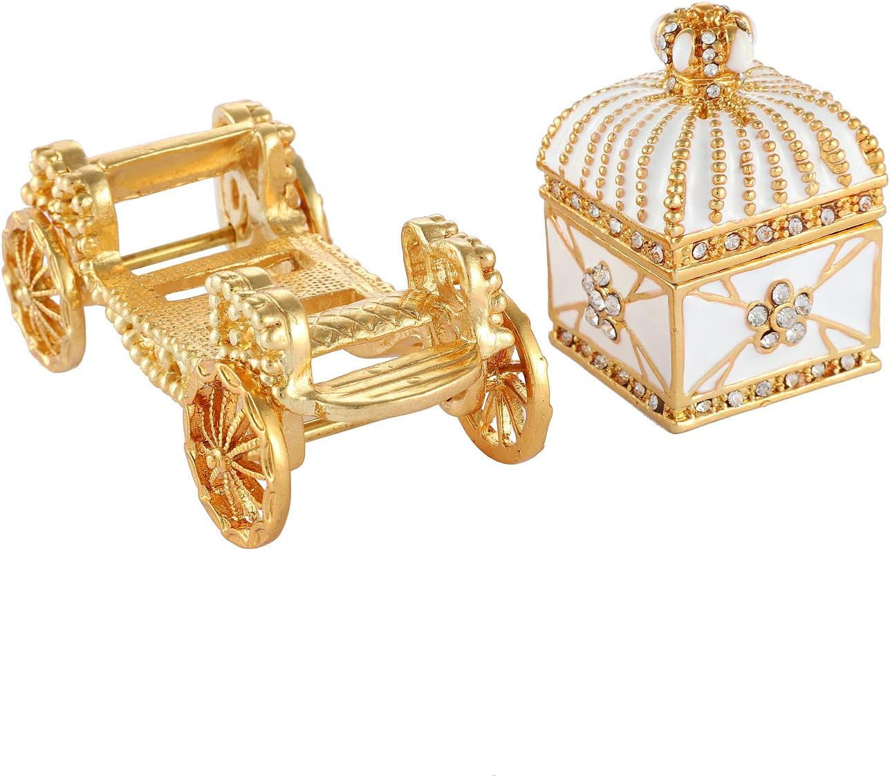 Enameled Royal Carriage Style Trinket Box Hinged, Unique Gift for Family