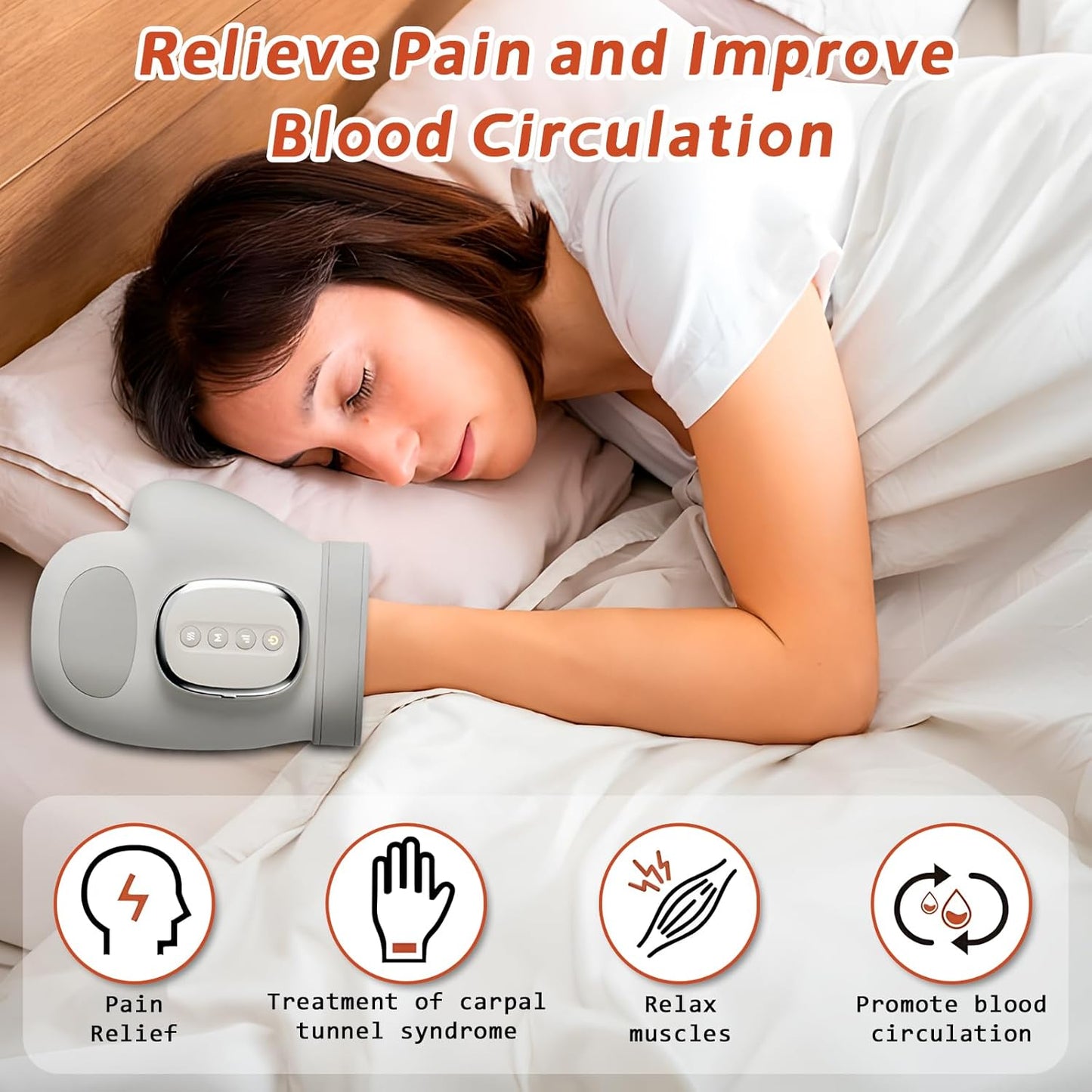 Hand Massager with Heat and Compression, Cordless Hand Massager with 3 Heat Levels & 5 Compression Massage Modes, Pressure Therapy for Arthritis and Carpal Tunnel Pain Relief, Gifts for Women Men