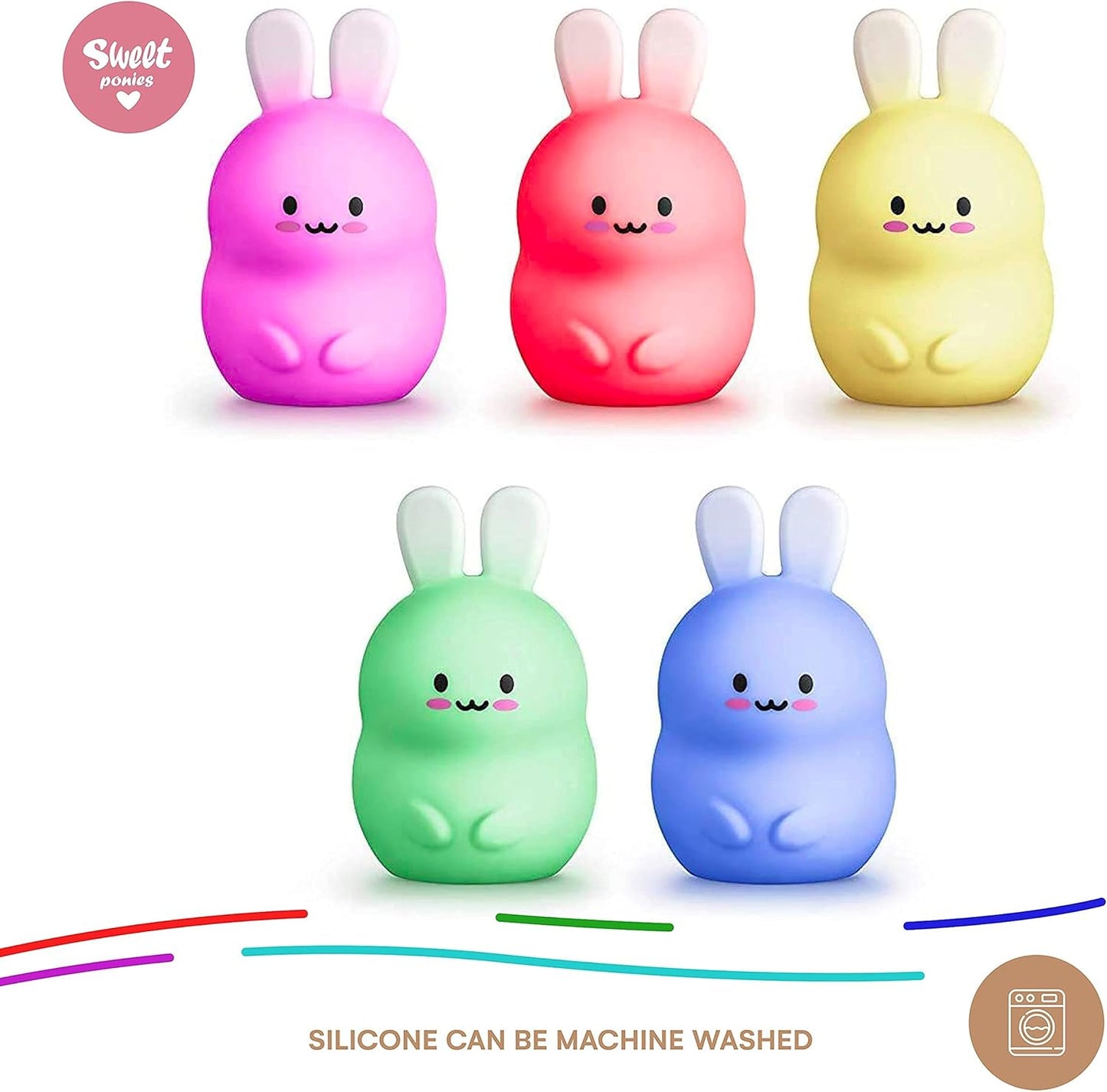 (4.8ā X 4.8ā X 7.4ā; 11.6 Oz Rabbit LED Light Gift for Rabbit Lovers, Women, & Girls ā Battery Operated (1.6 W) Table, Desk, & Bedside Lamp Both Color Changing & Wrapped in Gift Packagel