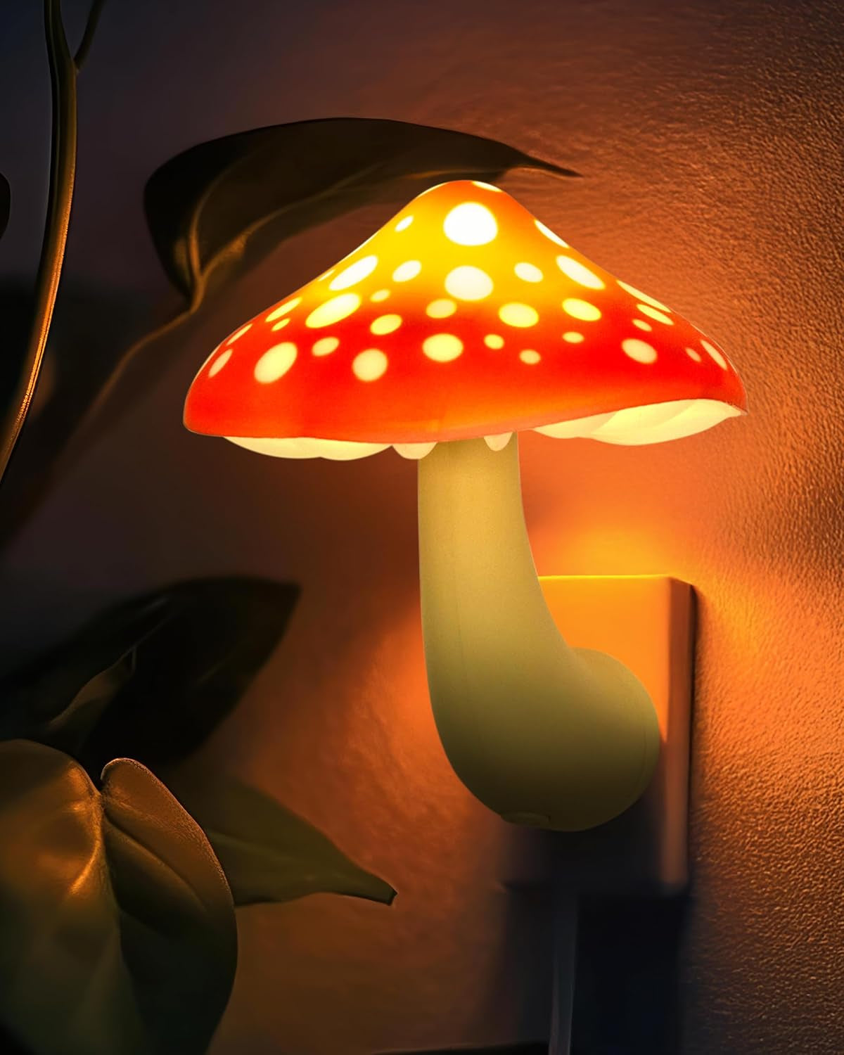 Mushroom Night Light Plug in - Manual Color Changing LED Mushroom Nightlight Wall Lamp - Whimsical Cute Red Fairy Unique Fun Cool Weird Hippie Shroom Stuff Ambient Decor Nursery Bed Gift Kids Adult