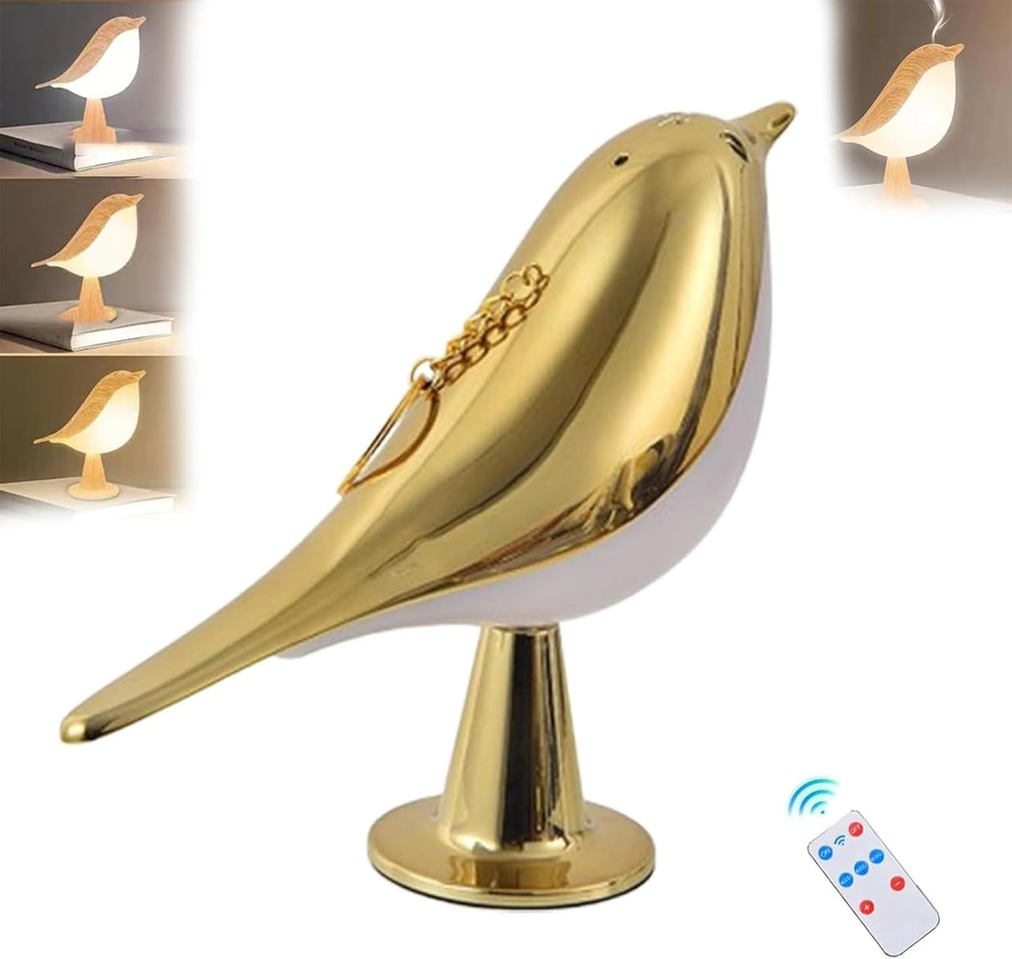 Grishay Aroma Lumibird, Sherum Aroma Lumibird, Rechargeable Fanyil Aroma Lumibird, 2 in 1 Aroma Lumibird Lamp Diffuser, 3 Color Temperature Small Bird Table Lamp with Touch Dimmer (Gold)