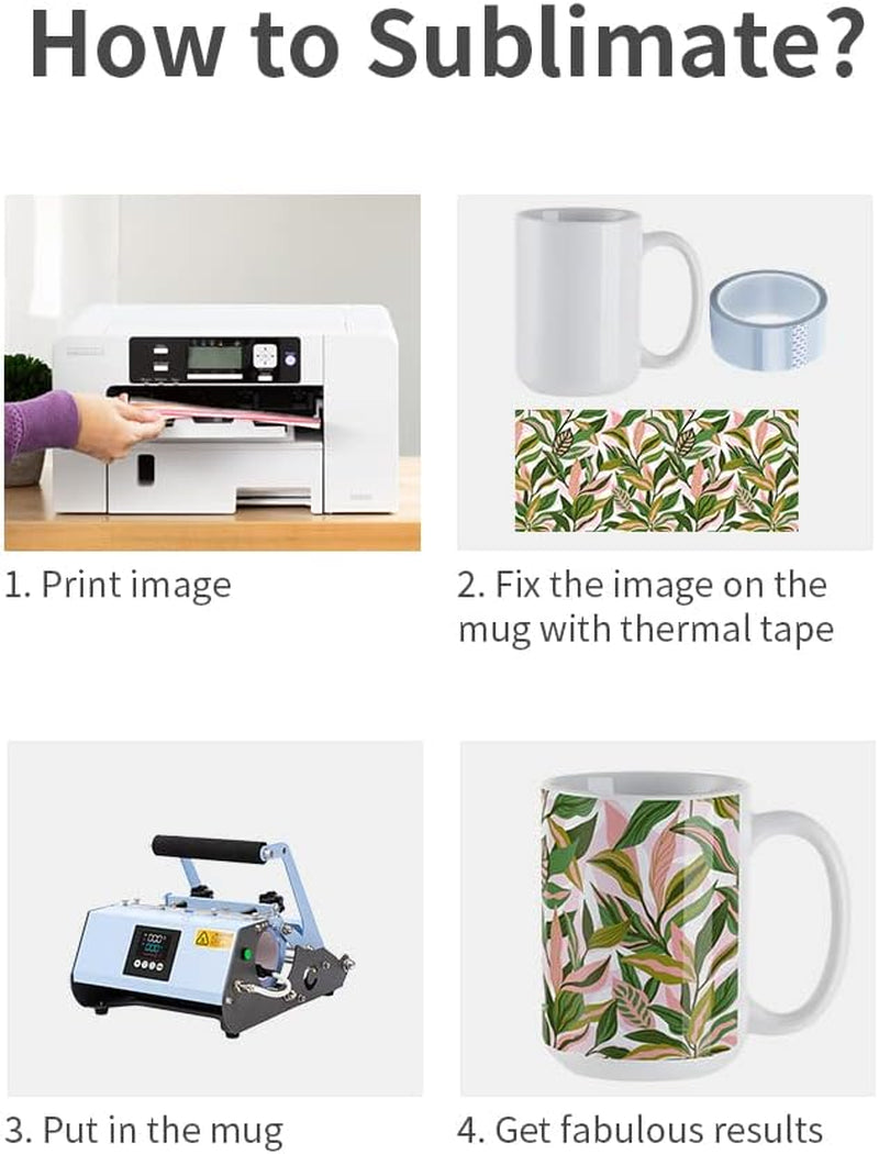 15 OZ Sublimation Coffee Mugs Ceramic White-Sublimation Blanks Photo Mugs Cups Bulk-Perfect for Easy Cricut Mug Heat Press Crafting-Individually Packaged Set of 6