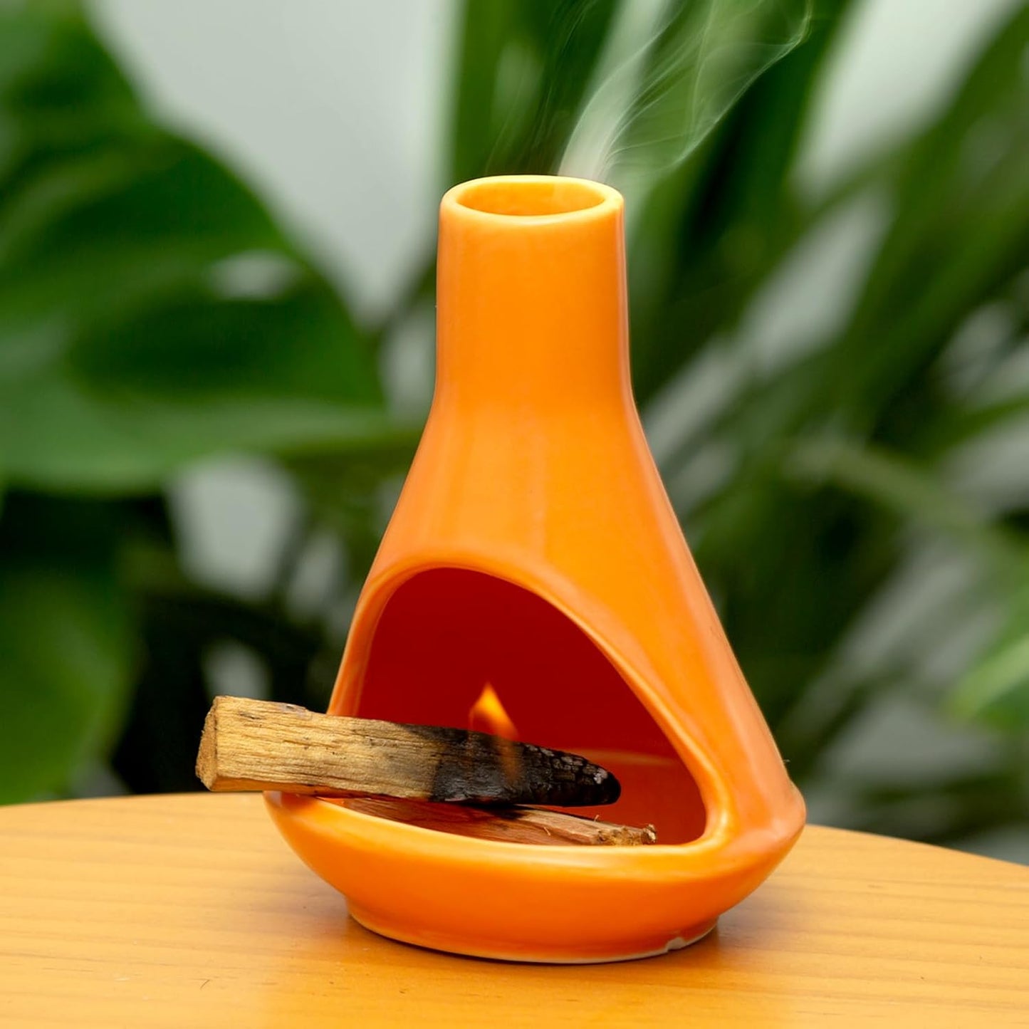Ceramic Chiminea Palo Santo Holder and Burner - Modern Medieval Incense Candle and Matchstick Mini Chiminea for Wood Sticks and Bulk Incense with Ash Catcher - Zen-Inspired Home Decor Gift