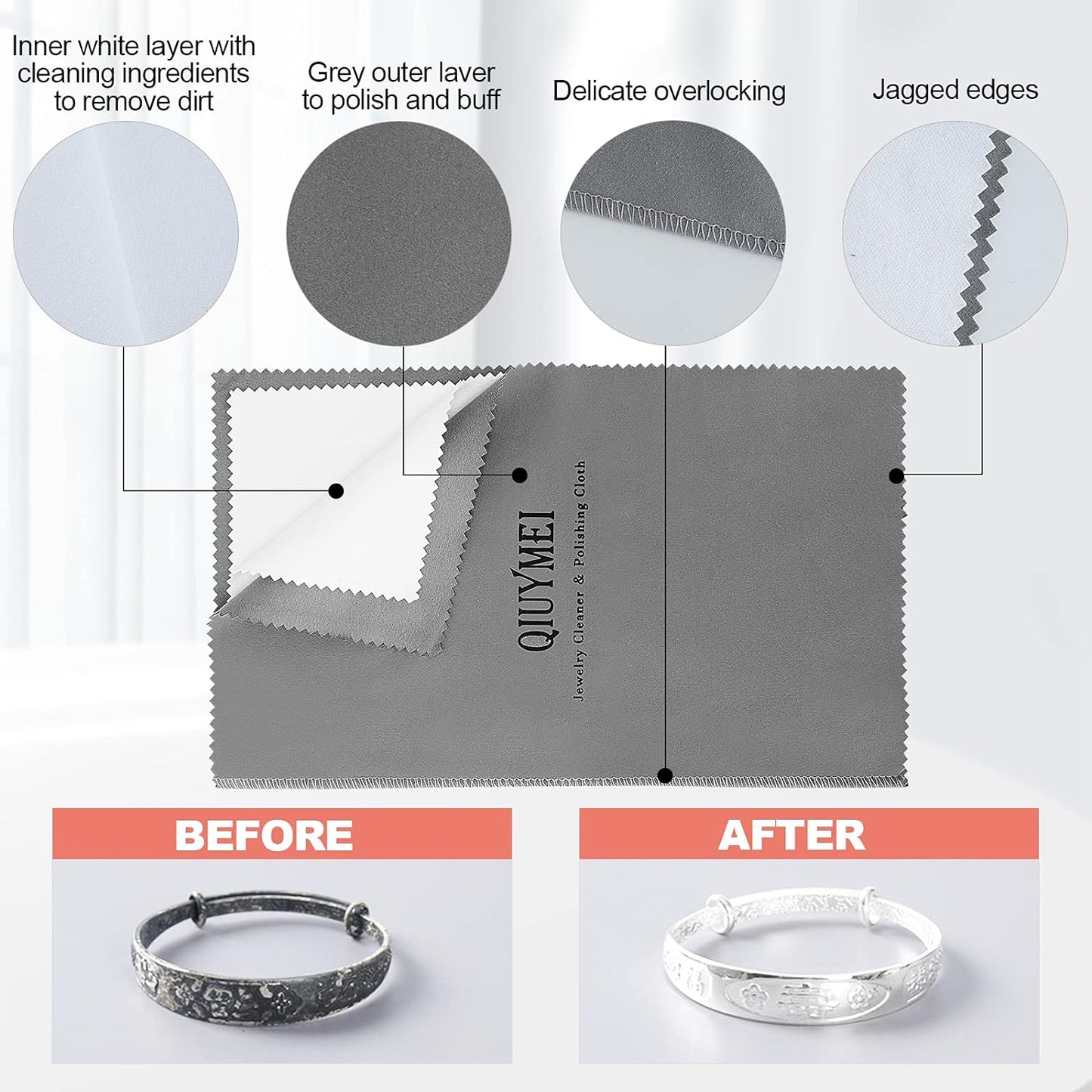 QIUMEI Travel Jewelry Box Organizer | Travel Jewelry Case | Jewelry Travel Organizer Box | Small Jewelry Box for Women | Organizer Box with Mirror and Jewelry Cleaning Cloth - Velvet(White)