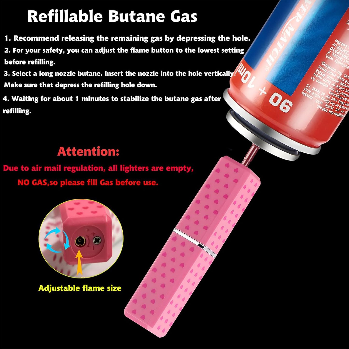 Cute Lipstick Lighter, 2 Pack Soft Flame Refillable Butane Lighter with Flame Adjustment Tool, Unique Torch Lighter Cool Lighters for Women,Girls, Birthday, Anniversary(Without Butane)-Red