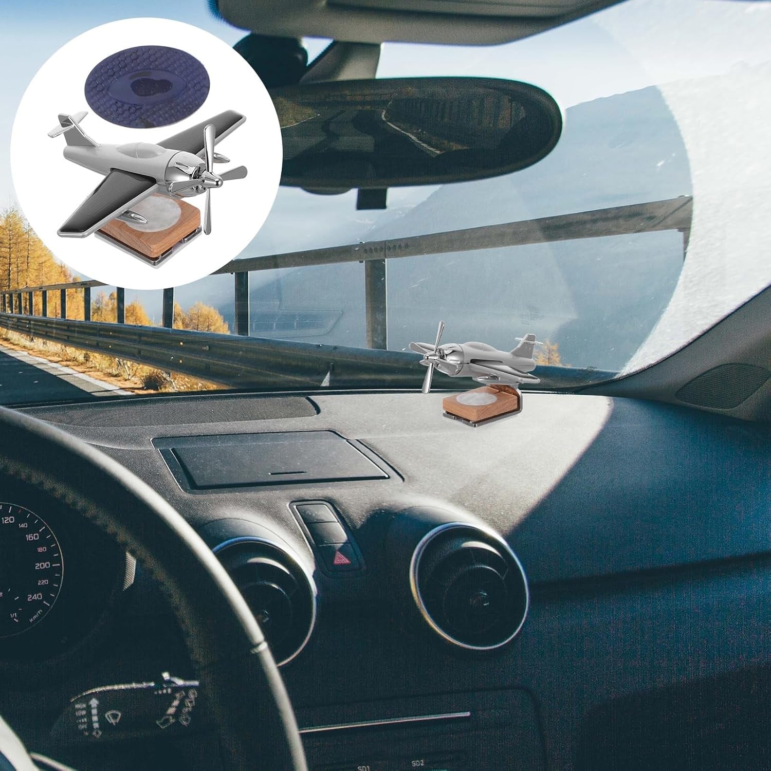 Helicopter Car Air Freshener, Alloy Solar Car Oil Diffuser Helicopter Aroma Diffuser for Car Vent Perfume Automotive Decoration Home Office Silver（Without Perfume）