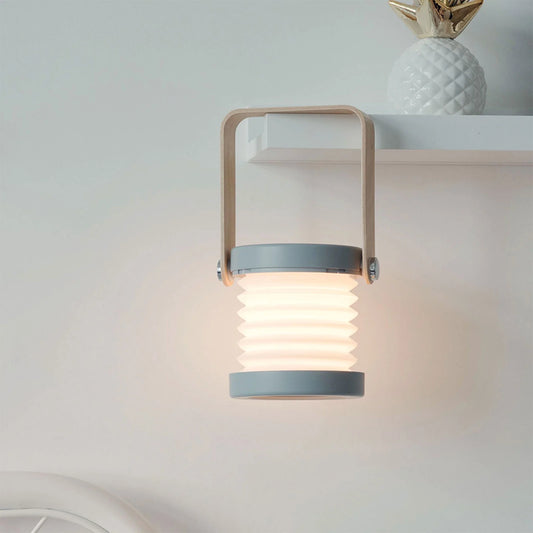 4-In-1 Foldable LED Table Lamp, USB Rechargeable, Portable Lantern Light with Adjustable Brightness, Multipurpose Outdoor Camping LED Lantern and Flashlight. Gray