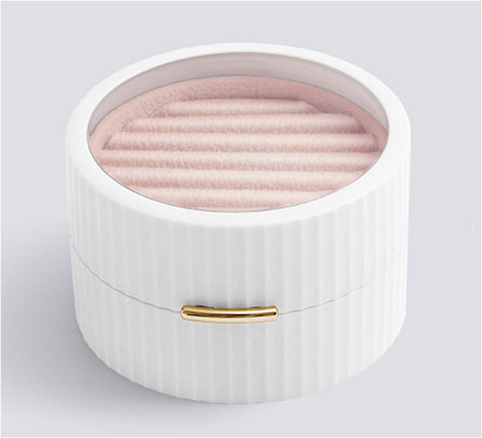 Small Jewelry Box, Macaron Portable Jewelry Box, Travel Jewelry Box, Used to Store Earrings, Necklaces, Bracelets, Rings. Suitable for Travel or Family Use. (White)