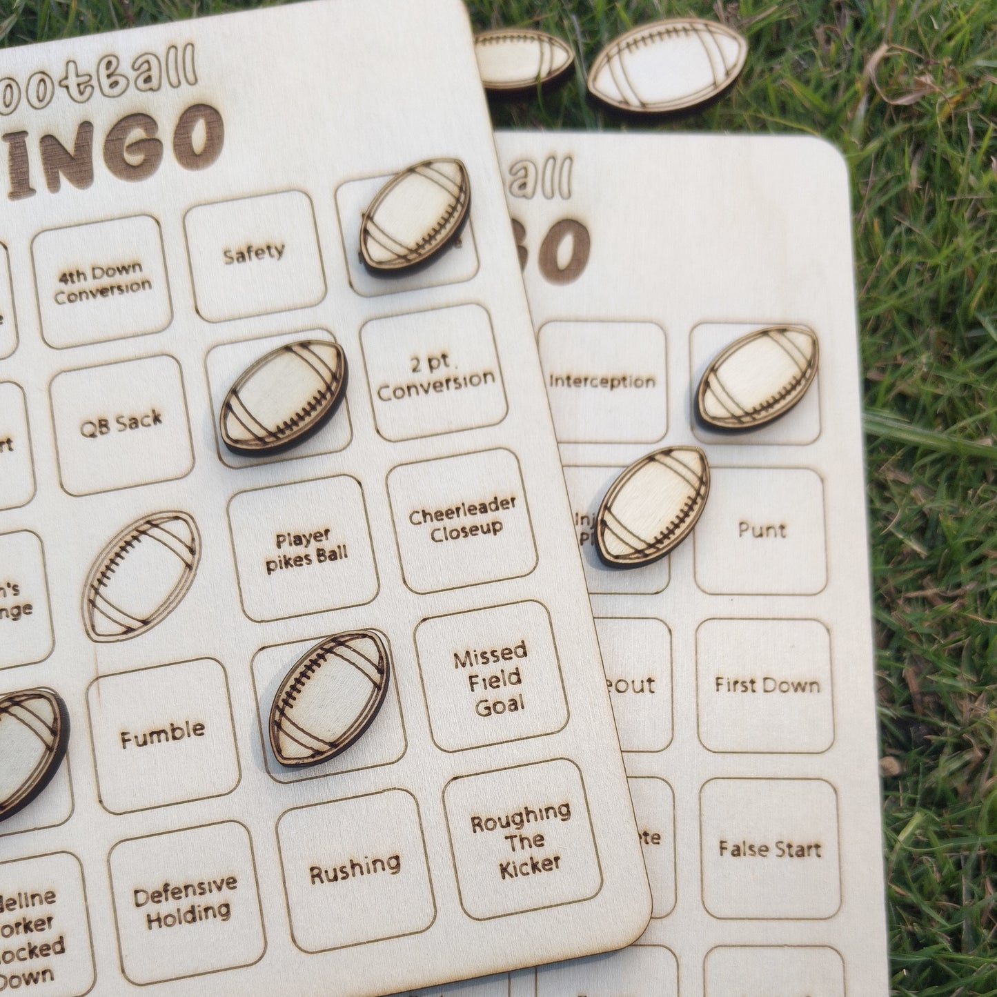 Football Bingo Game, Wooden Football-Themed Bingo Game, Tic-Tac-Toe Board Game, Sports Bingo, Cards Family Night Wood Gift for Adults,