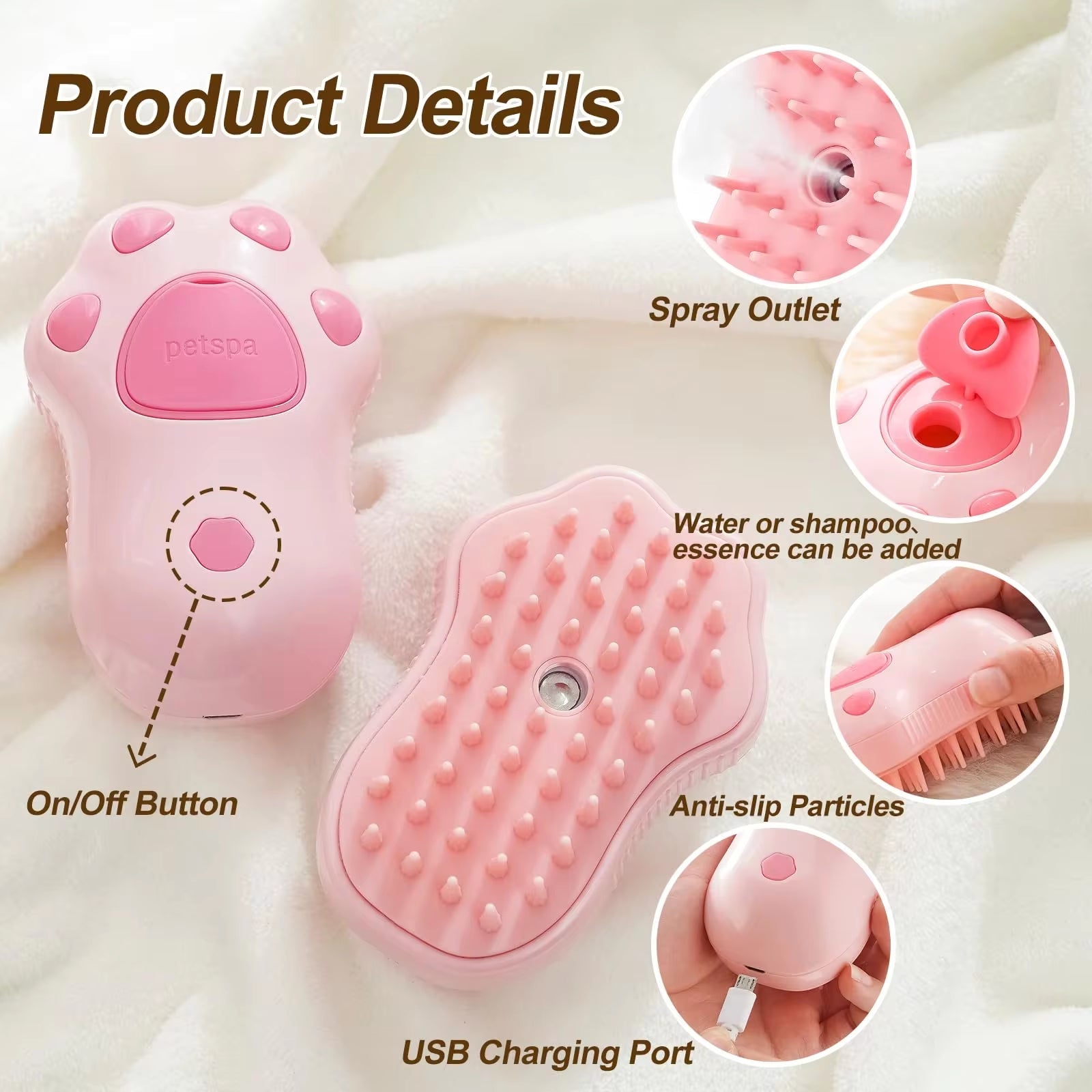 Furry Friends' Spa Day: The Triple Threat Hair Tamer - Brush, Spray, and Pamper with Purr-fect Precision!