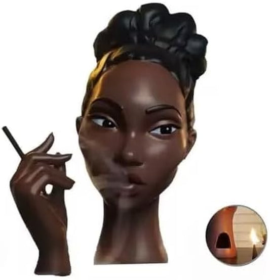 Headscents Black Woman Incense Burner - Solange Design, Headscents Waterfall Incense Holder, Face Head Room Decor, for Home Decor and Relaxation (HH01-2)