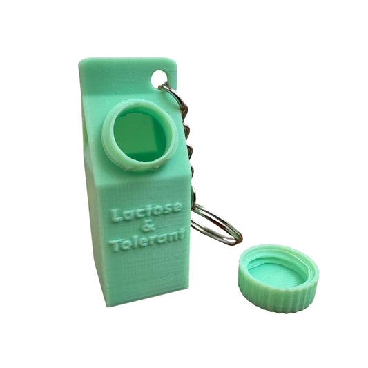 Lactose and Tolerant Pill Holder Milk Carton Keychain Backpack Purse Handbag (Mint Green)