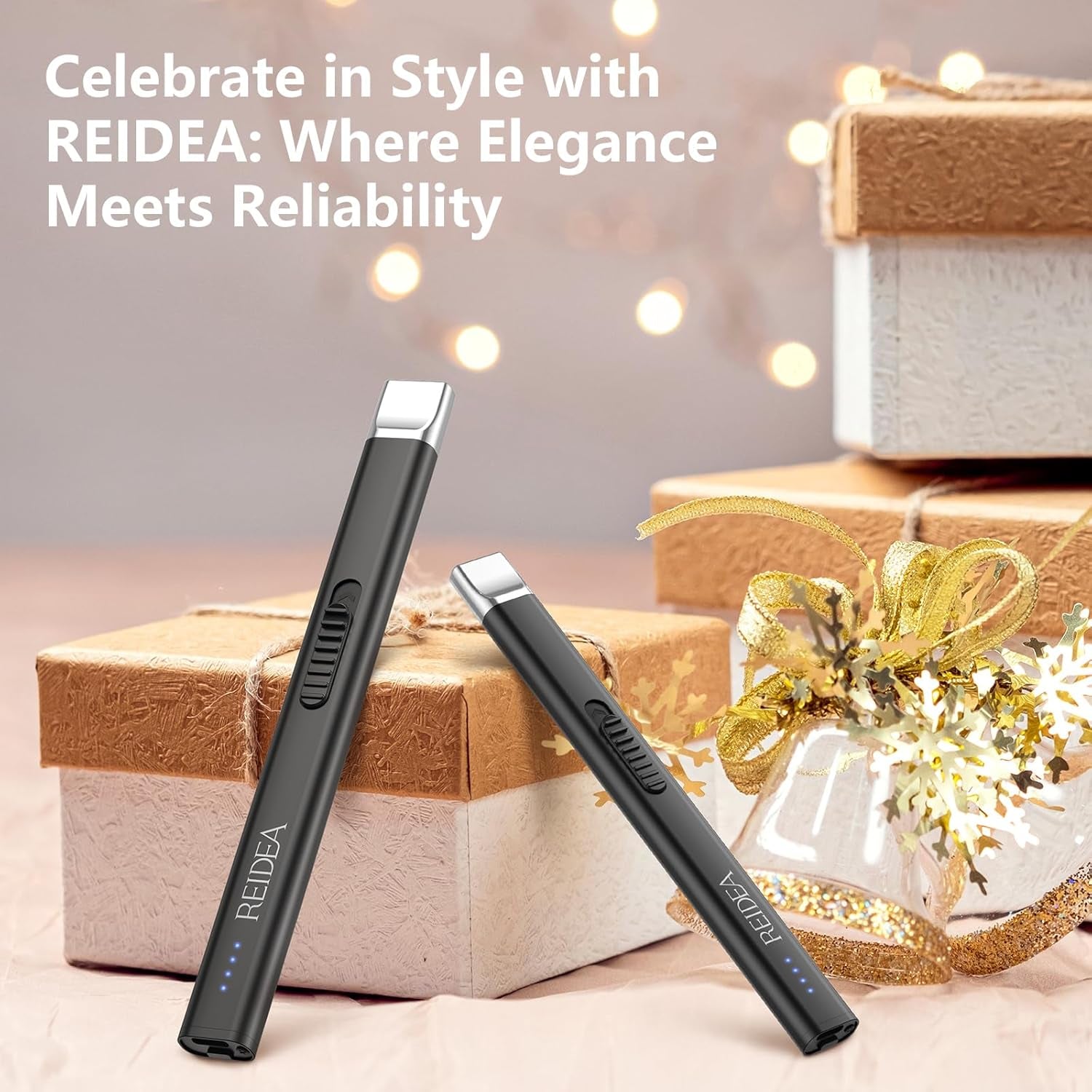 Electric Lighter Candle Lighter, Windproof Flameless USB Rechargeable Arc Retractable Lighter with Safe Button and Power Indicator for Candle, BBQ and Fireworks, R1 Flat, Obsidian Black
