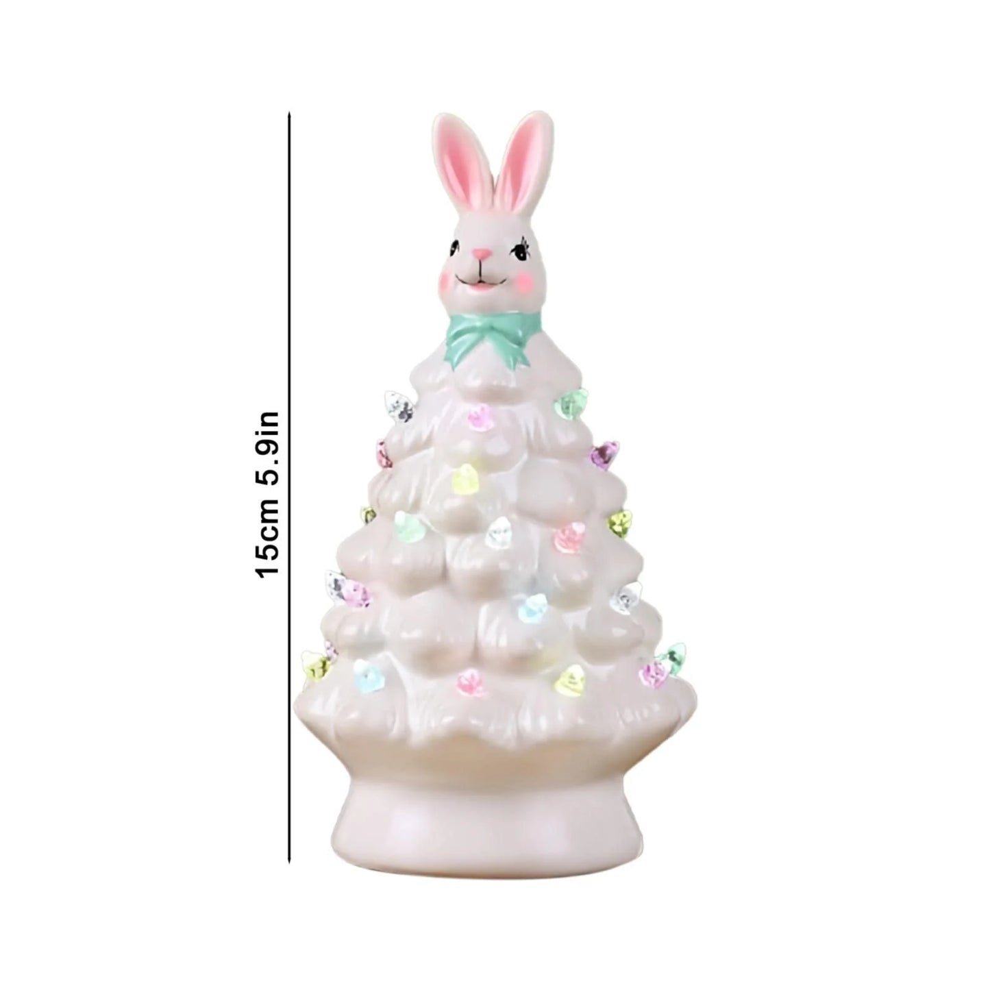 Easter Ceramic Tree,Light-Up Easter Bunny Decorations,Rabbit Tree Easter Decorations for Indoor Spring Home Office Tabletop Bunny Rabbit Pink Tree Home Decor