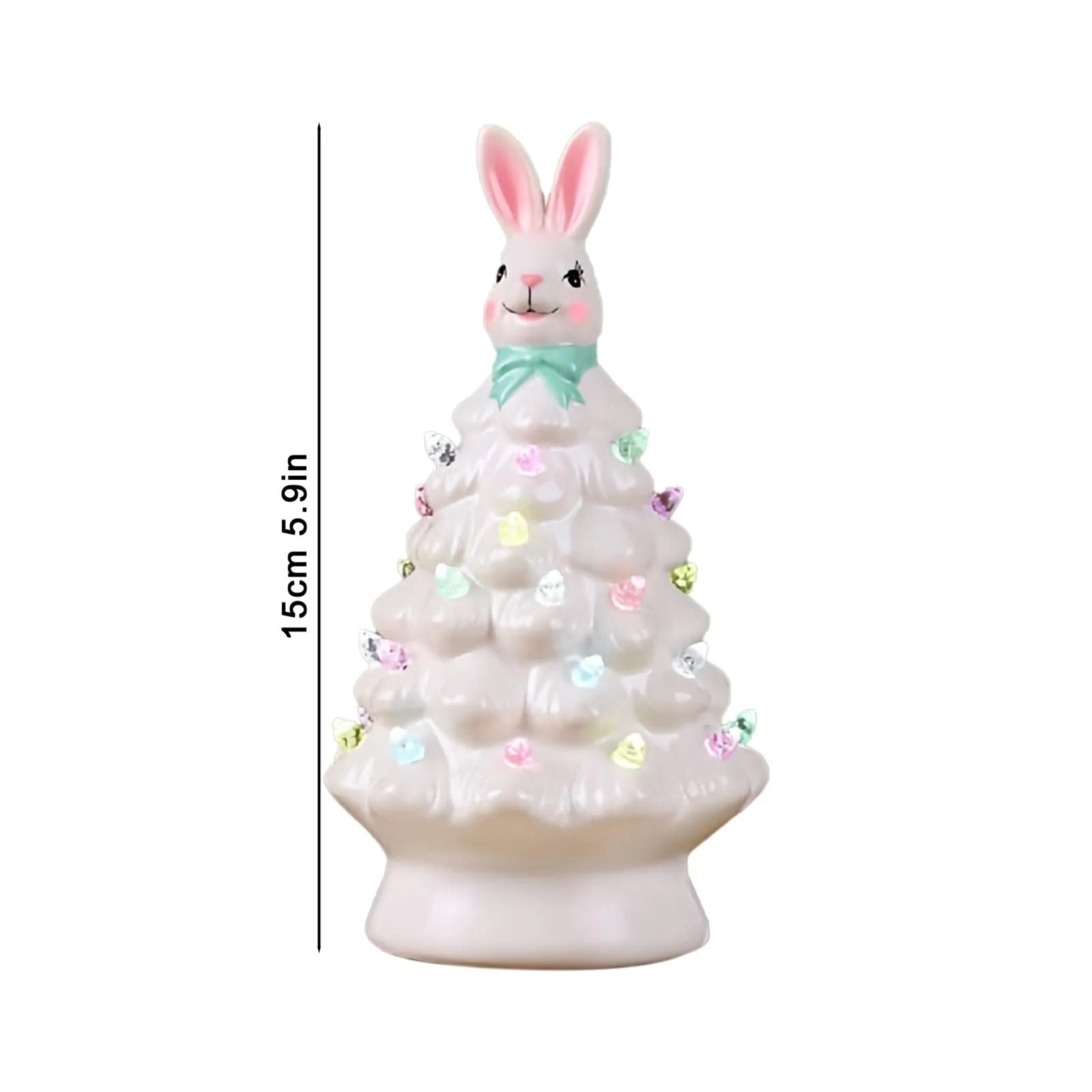Easter Ceramic Tree,Light-Up Easter Bunny Decorations,Rabbit Tree Easter Decorations for Indoor Spring Home Office Tabletop Bunny Rabbit Pink Tree Home Decor