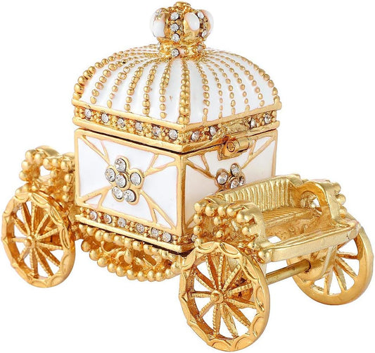 Enameled Royal Carriage Style Trinket Box Hinged, Unique Gift for Family