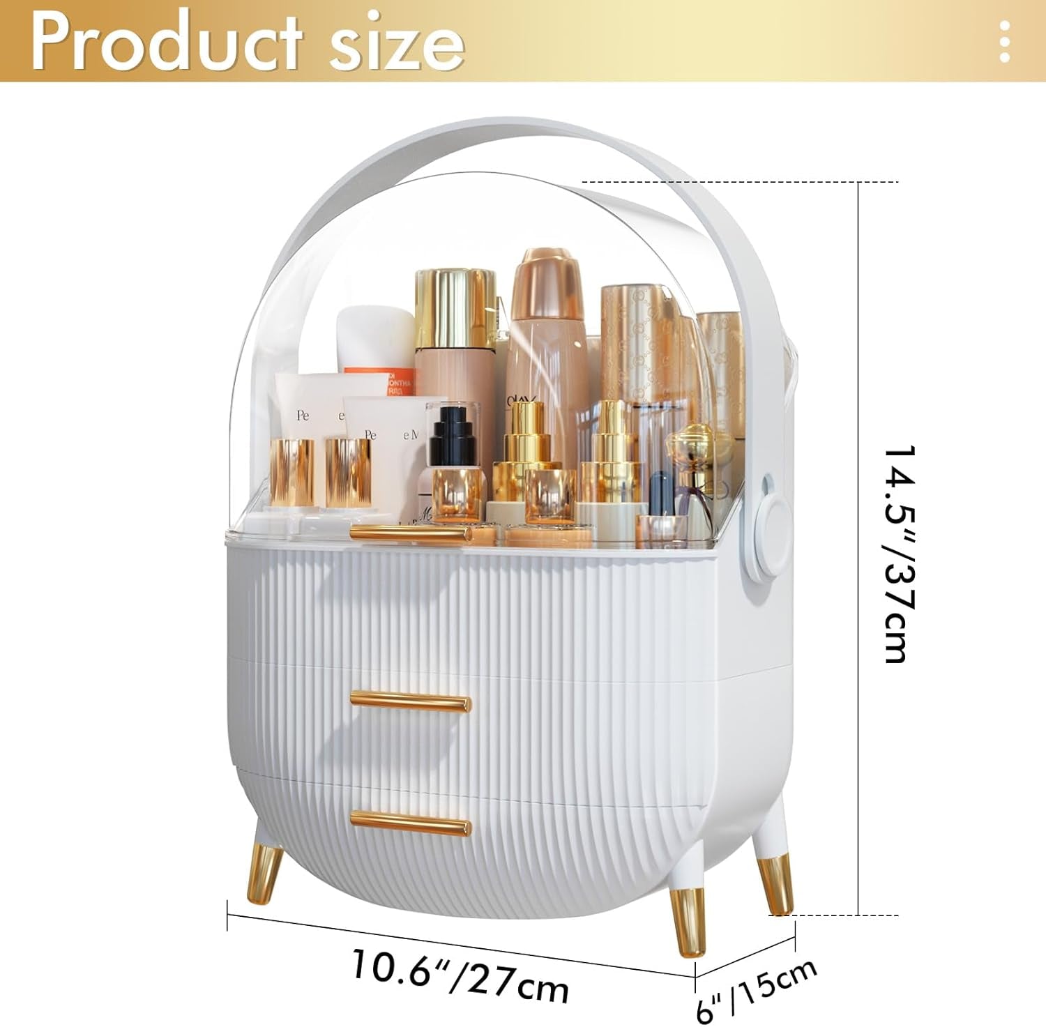 Makeup Organizer Skincare Organizers - Cosmetic Display Cases with Transparent Cover, Skincare Organizers for Bathroom Countertop, Bedroom Vanity Desk, Lipstick Organizer, White