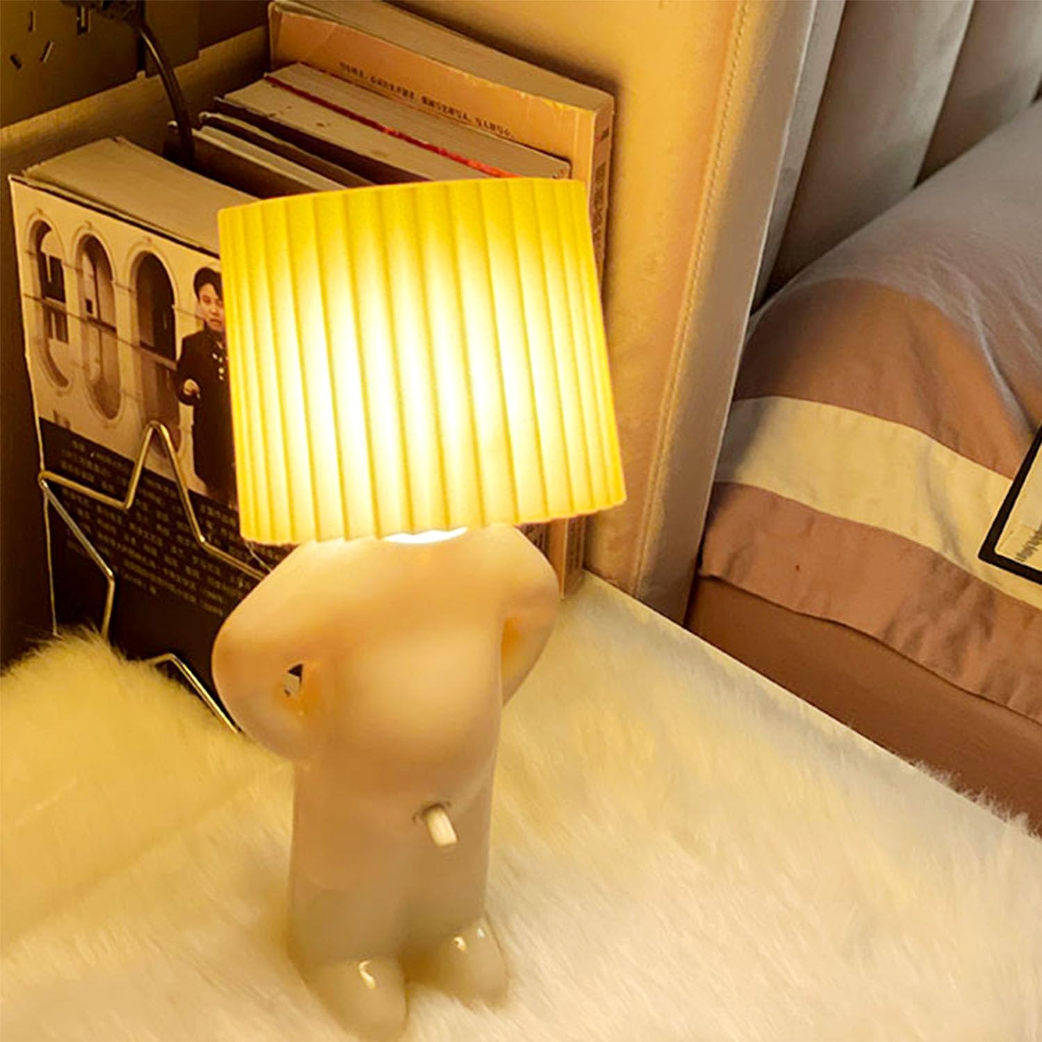 Shy Boy Table Lamp, Turn On/Off D*Ck Switch Bedside Lamp, Funny Night Light Sense of Humor White Elephant Gag Gift for Adults Women Wife Girlfriend Birthday Valentine Mother Day