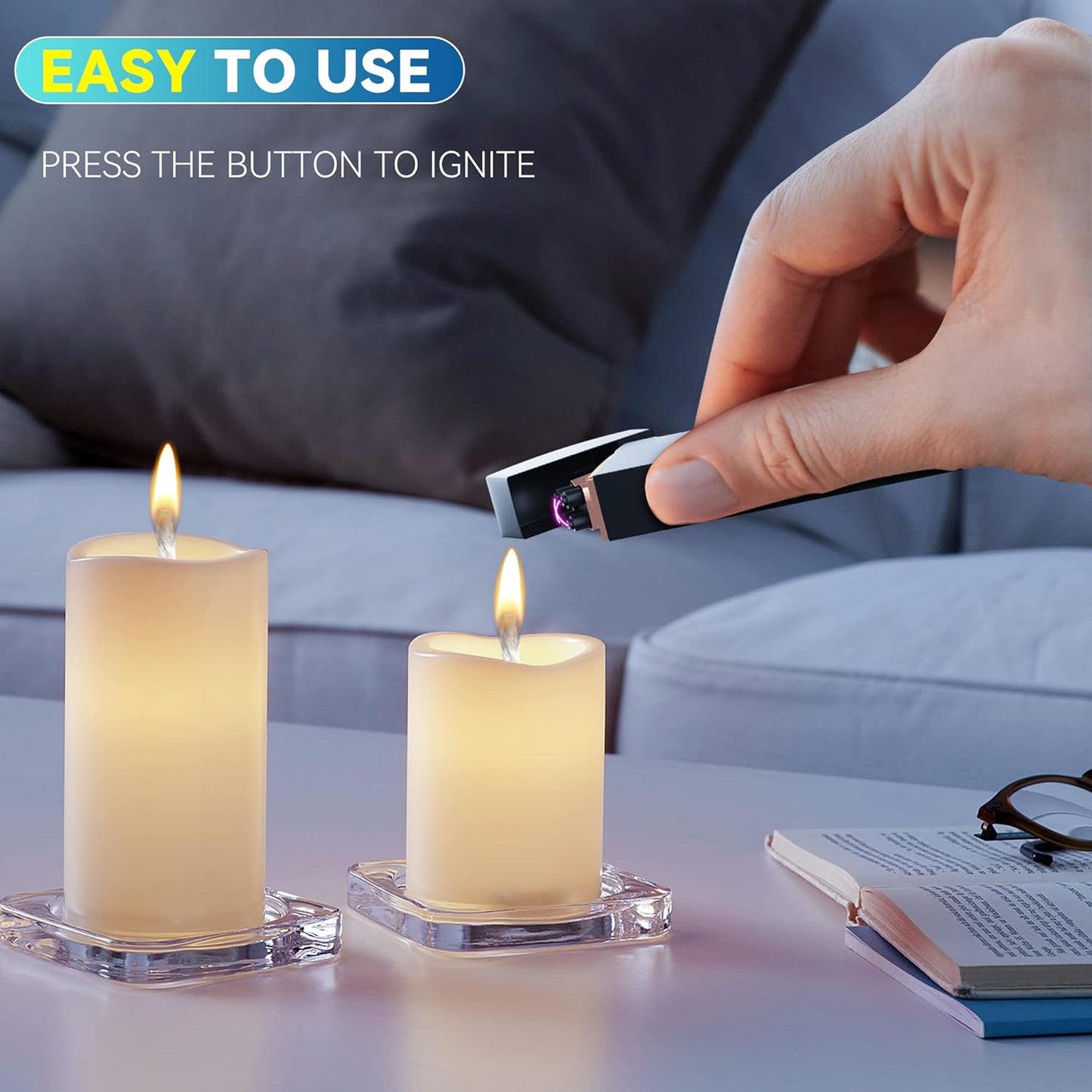 Gifts for Men Dad Him Husband Her Boyfriend,  Electric Lighter USB Rechargeable Windproof Lighter, Flameless Dual Arc Plasma Lighter for Household Candle Incense Fireplace