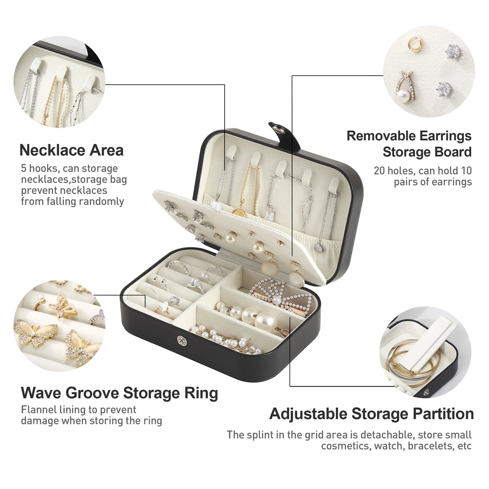 Portable Jewelry Box for Women Girls Double Layer Display Storage Organizer Earrings Ring Necklace Leather Travel Jewelry Case