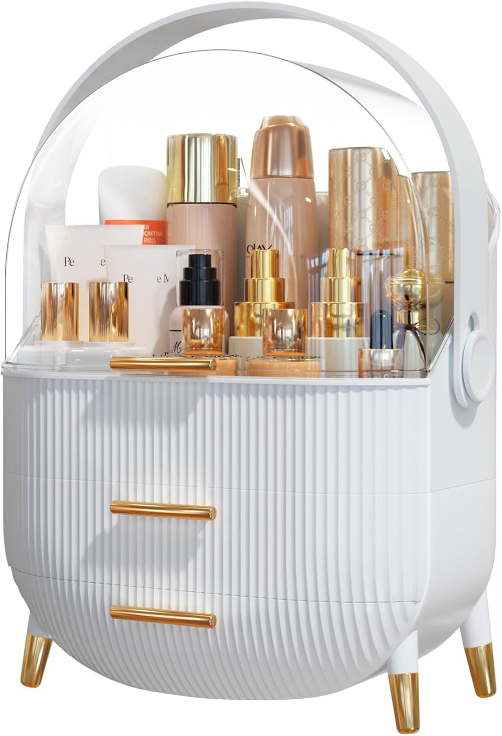 Makeup Organizer Skincare Organizers - Cosmetic Display Cases with Transparent Cover, Skincare Organizers for Bathroom Countertop, Bedroom Vanity Desk, Lipstick Organizer, White