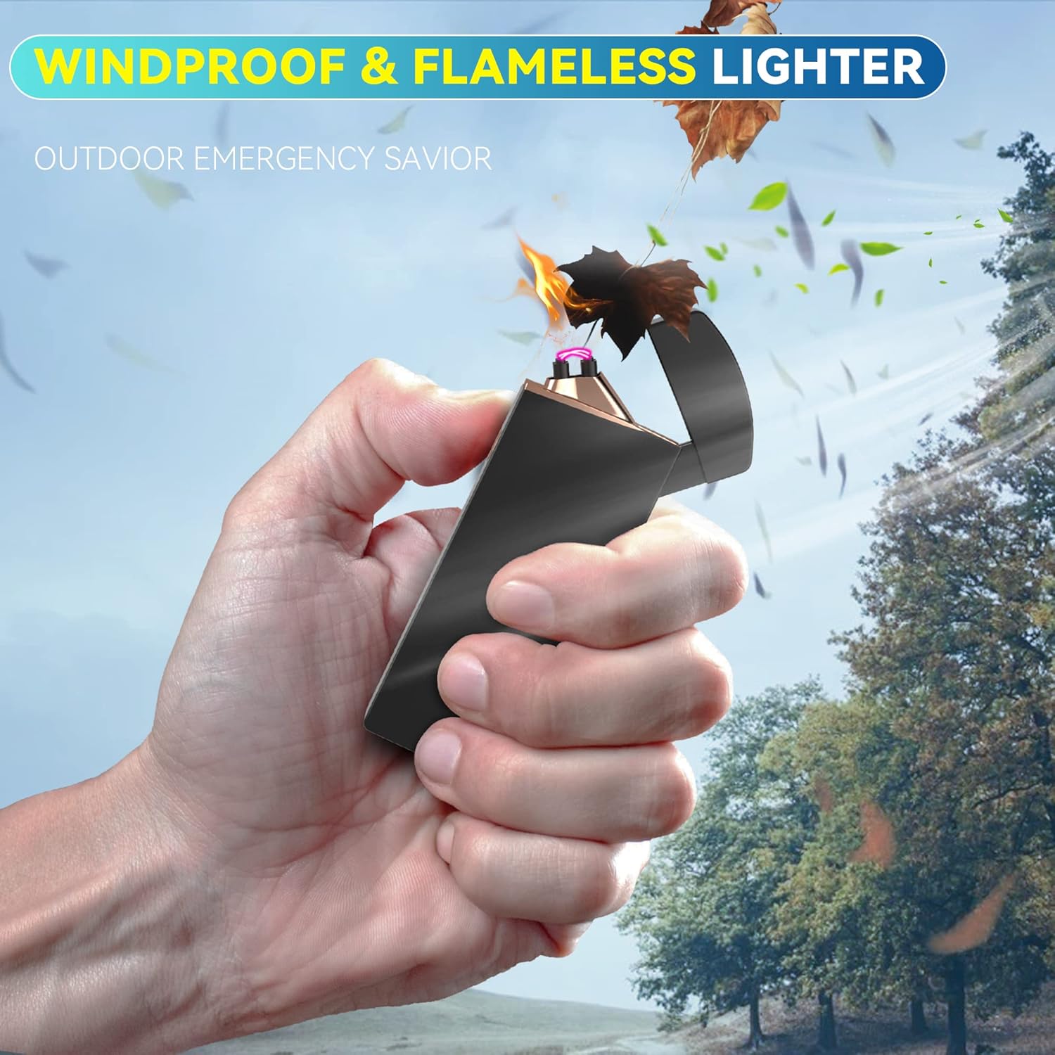 Gifts for Men Dad Him Husband Her Boyfriend,  Electric Lighter USB Rechargeable Windproof Lighter, Flameless Dual Arc Plasma Lighter for Household Candle Incense Fireplace