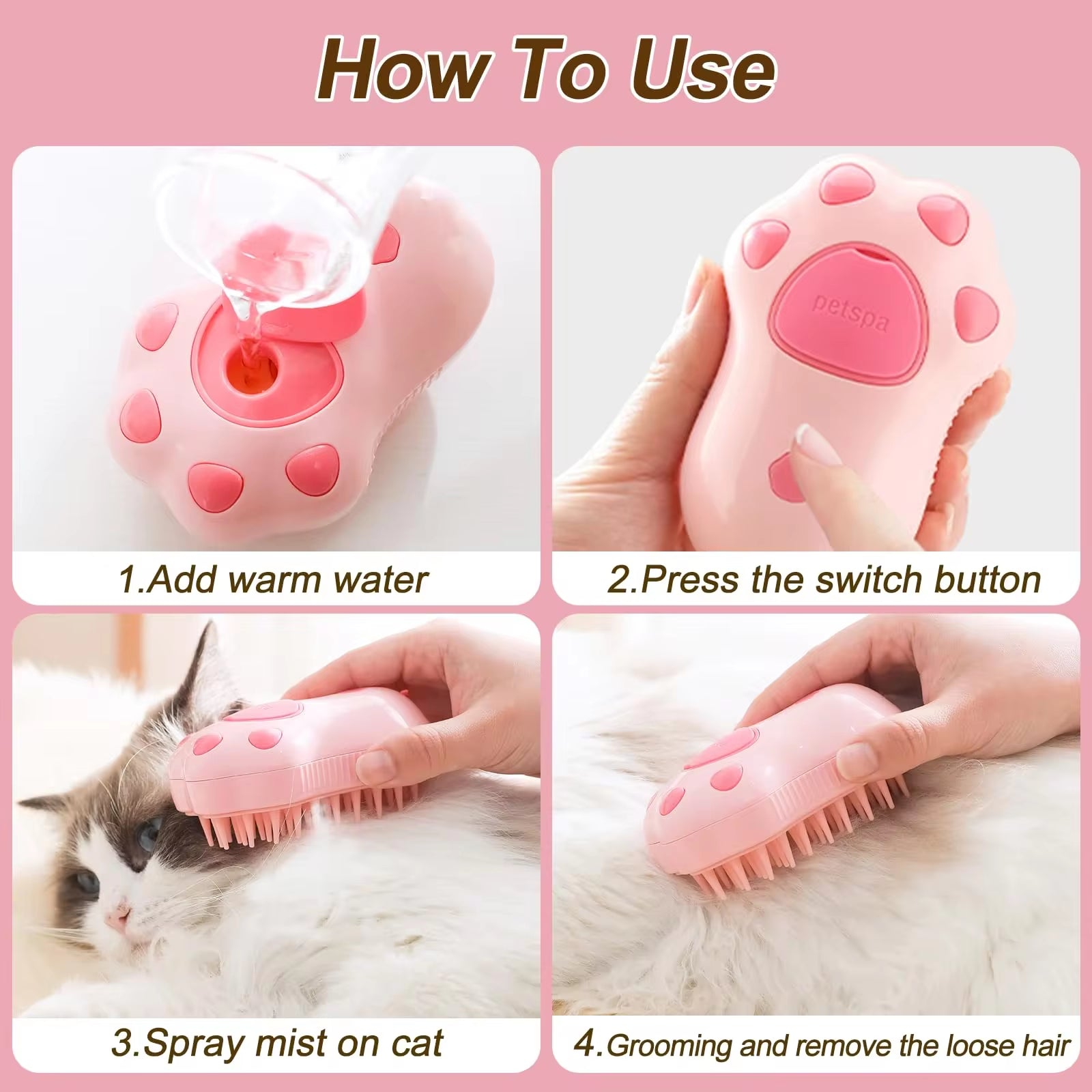 Furry Friends' Spa Day: The Triple Threat Hair Tamer - Brush, Spray, and Pamper with Purr-fect Precision!
