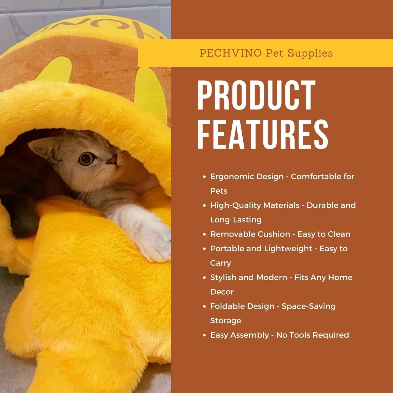 Honey Pot Cat Bed - Comfortable Memory Foam Pet Furniture with Removable Cushion - Stylish and Washable Cat Bed for Small Cats and Breeds
