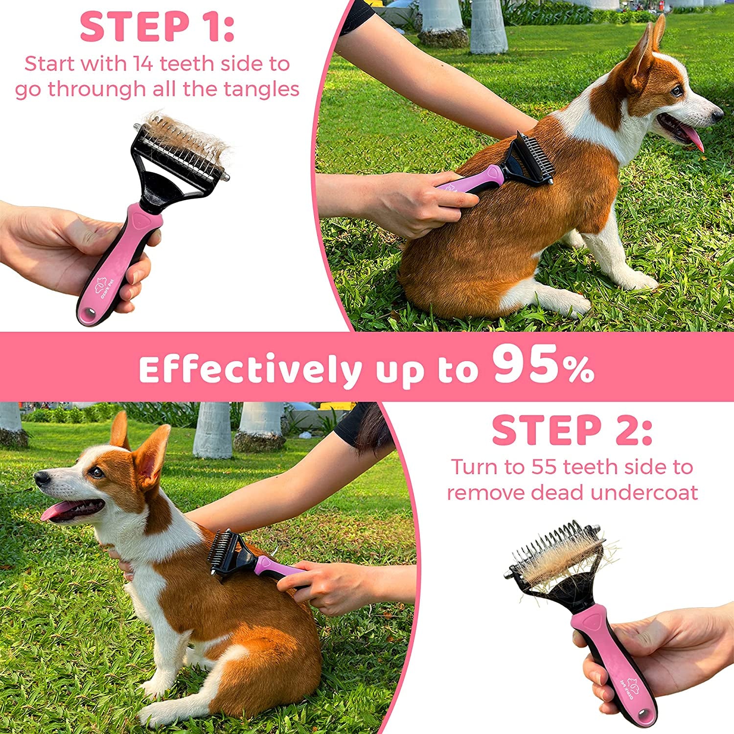 Fur-ocious Fur Fighter: The Ultimate Shedding Shenanigans Brush for Fluffy Friends - Pink Edition