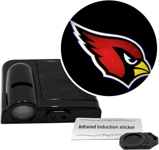 American Football Arizona Cardinals - Led Car Door Light - Wireless Led Projector with One Team Logo Slide - Compatible for Most Car Models - Battery-Operated, 2.5” X 2.5”