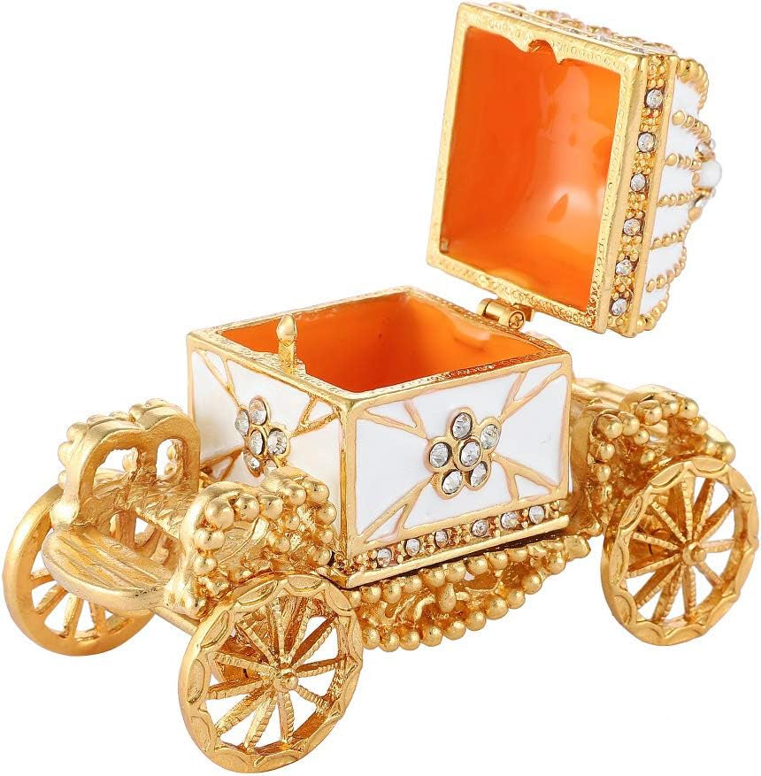Enameled Royal Carriage Style Trinket Box Hinged, Unique Gift for Family