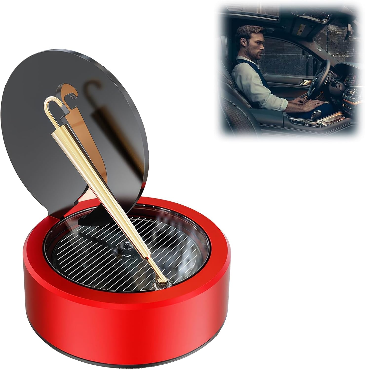 Car Aromatherapy, Rotating Umbrella Solar Car Aromatherapy Artwork, Car Aromatherapy Diffusers for Essential Oils,Smart Car Air Freshener, Car Diffuser Humidifier (Red)