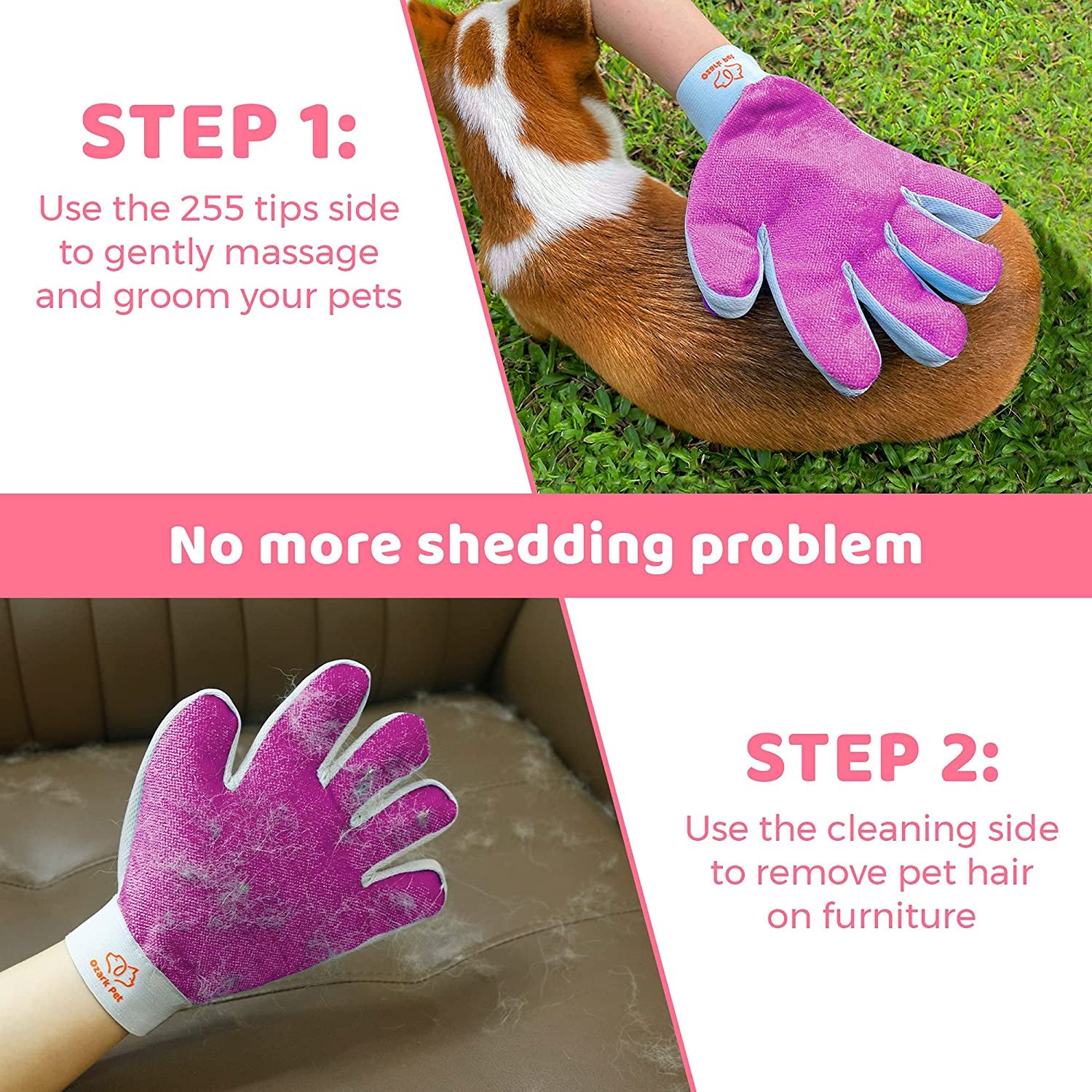 Fur-ocious Fur Fighter: The Ultimate Shedding Shenanigans Brush for Fluffy Friends - Pink Edition
