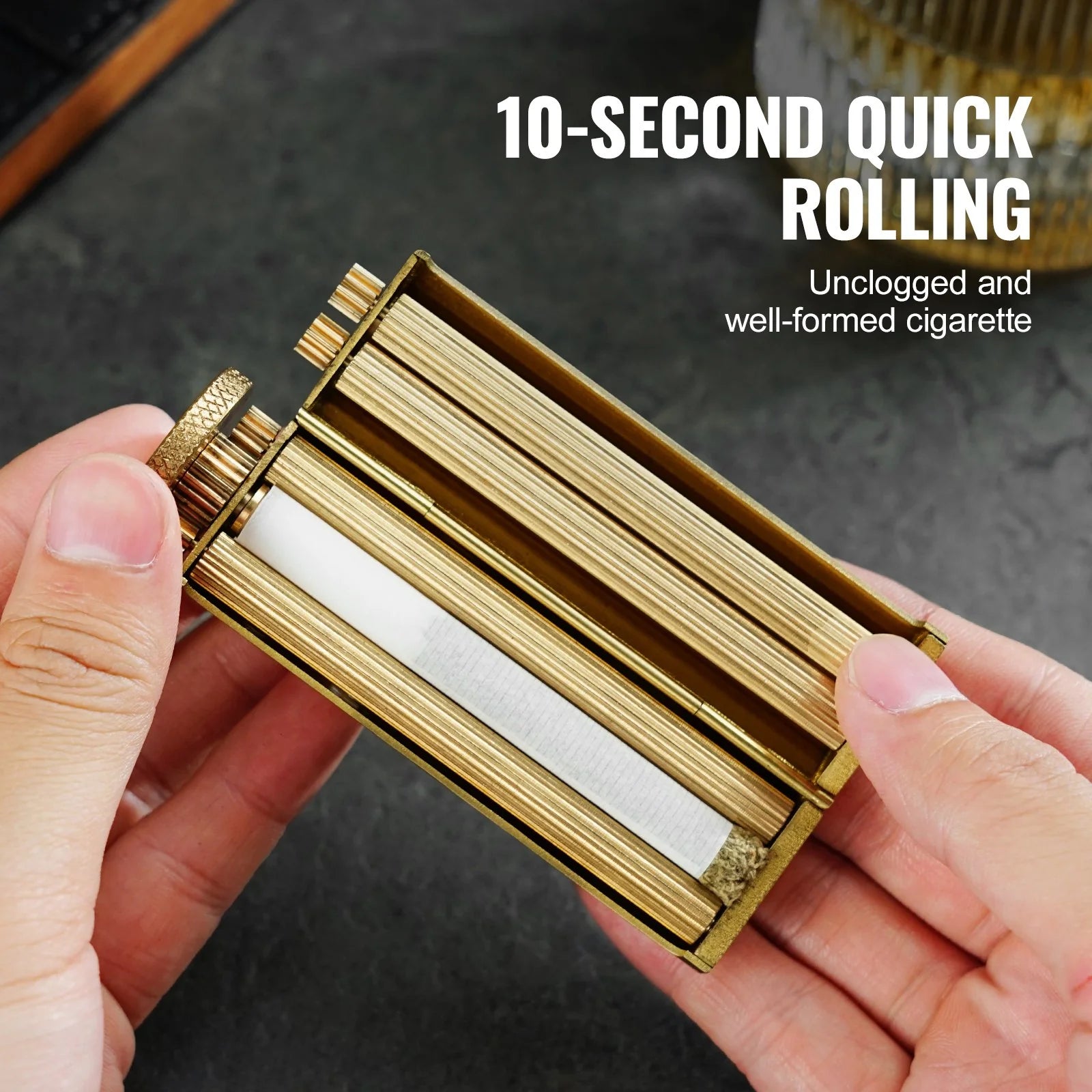 VEVOR Cigarette Rolling Machine, Solid Brass Cigarette Roller, Manual Tobacco Rolling Machine Fits up to 70Mm Paper, Vintage & Luxurious Gift for Father'S Day, Birthday