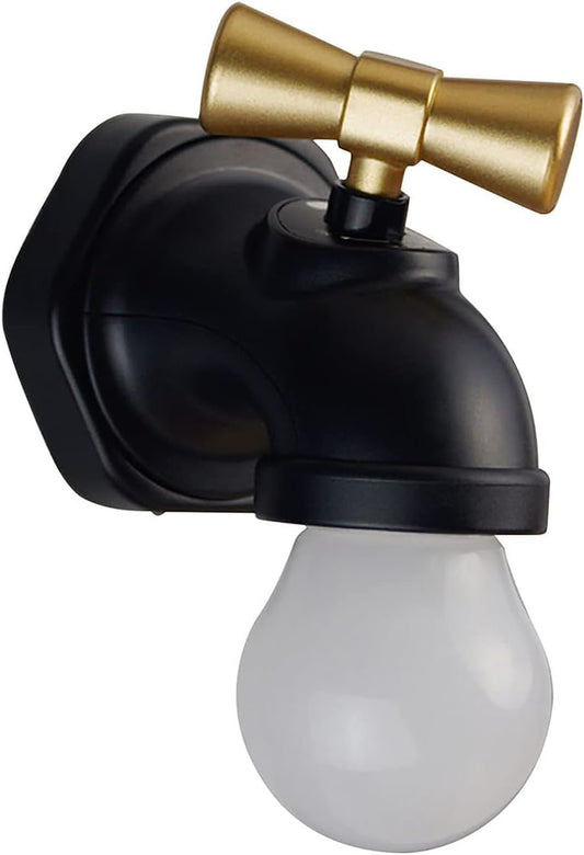 Faucet LED Night Light,Usb Charging Voice Control Sensor Creative Bedside Table Lamp Corridor Porch Staircase Wall Lamp,Black
