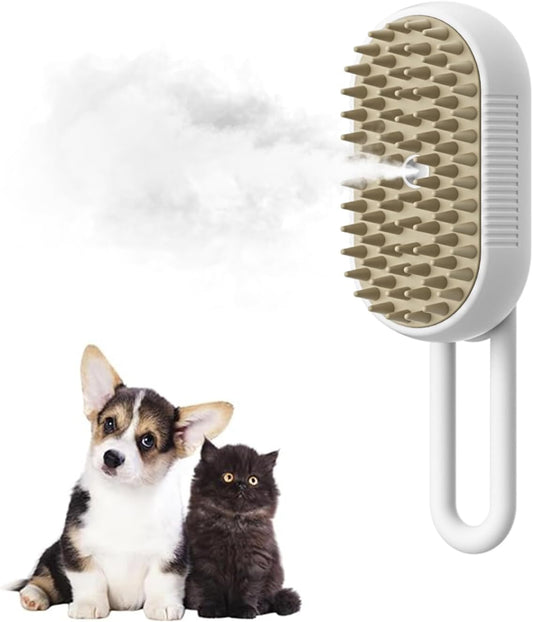 3-In-1 Self-Cleaning Steam Grooming Brush - Removes Loose Undercoat for Long & Short Haired Cats, Kittens