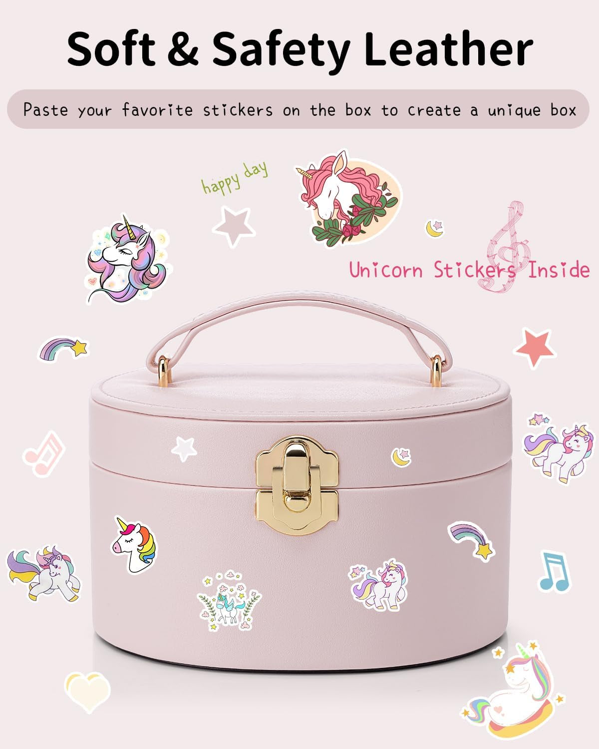 Musical Jewelry Box for Girls, Small Kid Music Box with Ballerina for Birthday Bedroom Decor, Gifts for Girls Kids - Light Pink